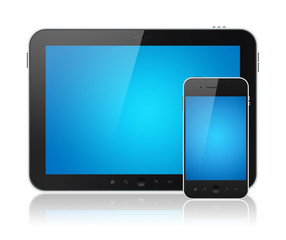 Aufkleber - Digital Tablet PC With Mobile Smart Phone Isolated