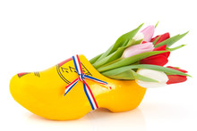Dutch Wooden Clogs With Tulips