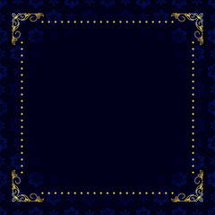 Wall Mural - vector dark blue card with gold frame