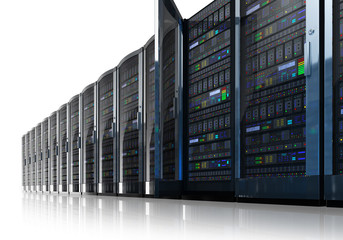 Poster - Row of network servers in data center