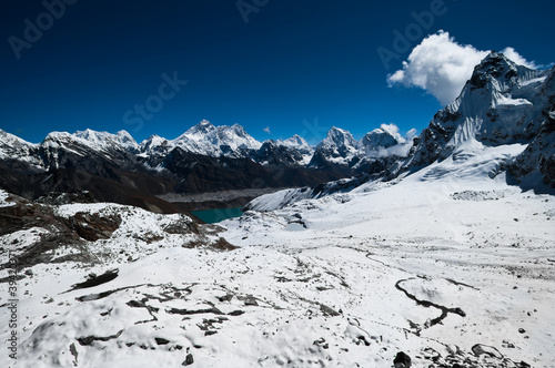 Naklejka samoprzylepna Widok z renjo pass: everest mt. 