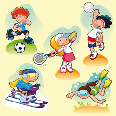 Poster - Sport characters with background. Vector illustration.