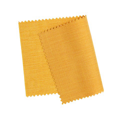 Yellow fabric sample isolated on white background