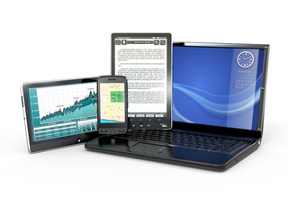 Laptop, mobile phone, tablet pc and e-book