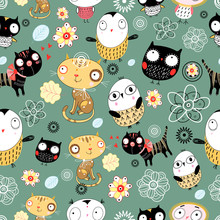 Pattern Of Cats And Owls