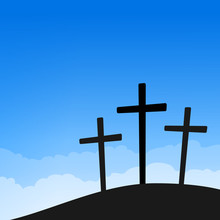 Three Crosses On Blue Sky