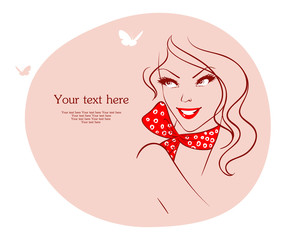 Wall Mural - Vector illustration of Beauty woman with butterfly