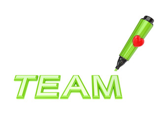 Poster - Green marker pen and word TEAM.