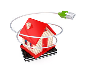 Sticker - Small house, router and patchcord.