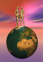 Adam and Eve upon the earth