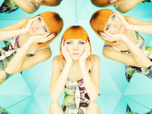 Bright Redhead Woman In Kaleidoscope
