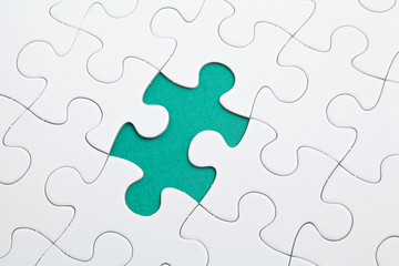 Wall Mural - puzzle with green piece missed