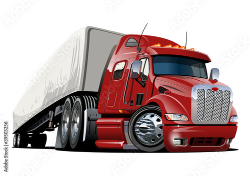 Fototapeta na wymiar vector cartoon semi truck. one-click repaint
