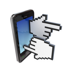 Sticker - Modern mobile phone and large cursor