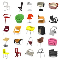 Poster - 3d render of modern chairs