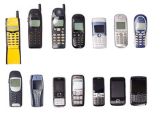 Old Mobile Phones Isolated