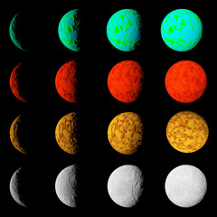 Wall Mural - phase of lighting different planets. planets in deep dark space.