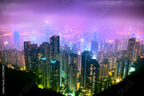 Tapeta ścienna Hongkong nght widok
