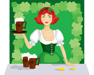 Poster - girl with a mug of ale