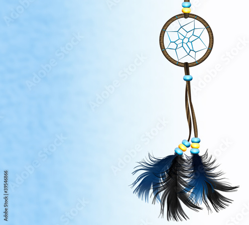 Obraz na płótnie canvas Dreamcatcher na niebieskim tle
