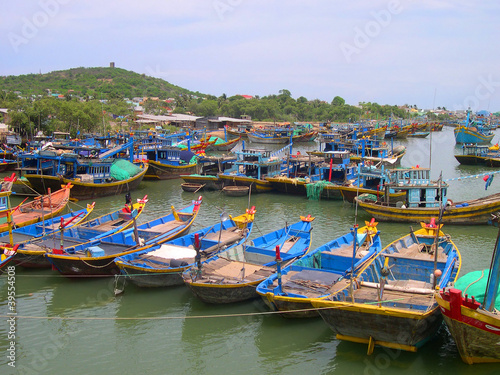 Plakat na papierze fotorealistycznym Wietnam, port rybacki Phan Thiet