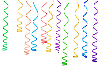 beautiful colorful streamers isolated on white