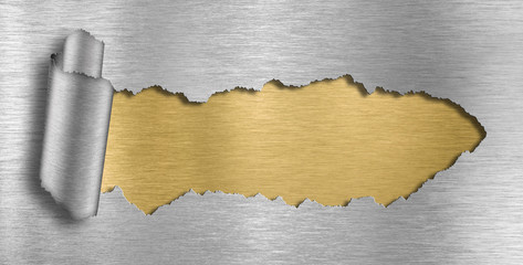 Wall Mural - metal background ripped hole