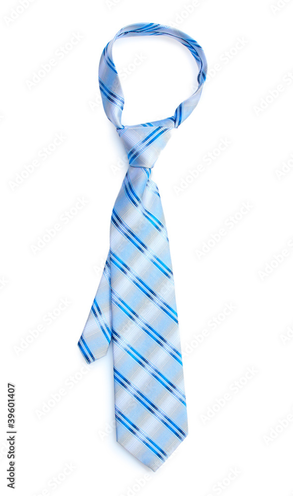 Elegant blue tie isolated on white