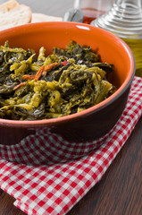 stewed turnip greens. cime di rapa stufate.