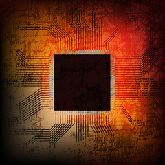 Wall Mural - vector illustration of grungy microchip.eps10