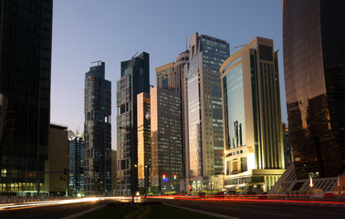 Wall Mural - Doha downtown at dusk, Qatar.