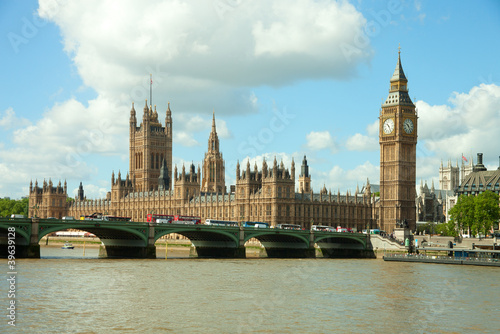 Obraz na płótnie canvas trzyczęściowy "tryptyk" House of Parliament z Big Ban Tower w Londynie, Wielka Brytania