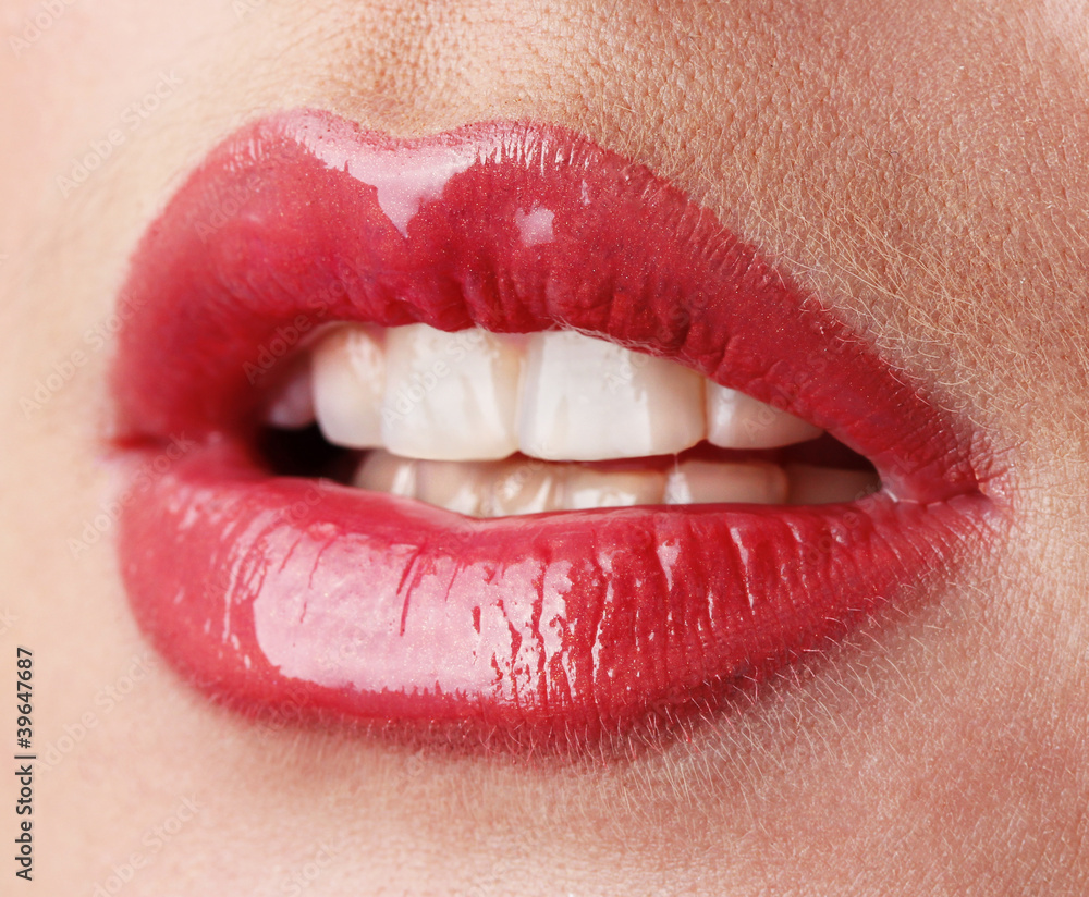 beautiful make up of gloss lips