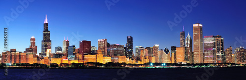 Fotoboard na płycie Panorama nocna w chicago