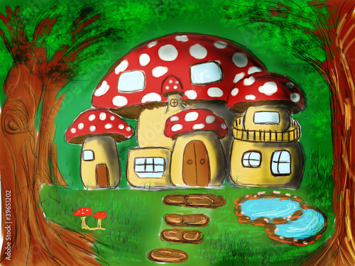 Nowoczesny obraz na płótnie Mushroom house
