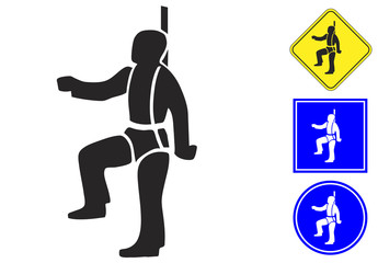 Wall Mural - Safety harness pictogram and signs