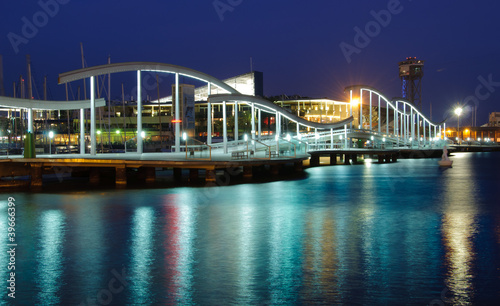 Plakat na papierze fotorealistycznym Rambla de mar w nocy. 