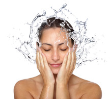 Wet Woman Face With Water Drops