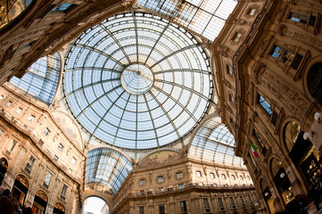  Glass dome of Galleria Vittorio Emanuele II shopping gallery.