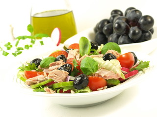 Poster - Healthy style low-fat breakfast with tuna salad