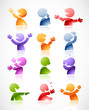 Set of colorful talking characters in various postures