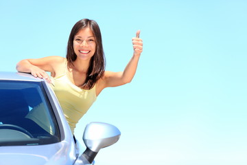 Wall Mural - Car woman driver happy