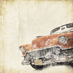 Plakat samochód modny retro stary sztuka