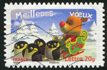 Poster - deer with penguins