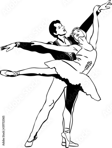 Naklejka ścienna sketch ballet pair in a dancing pose