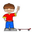 A cartoon skater boy with skateboard and copy space
