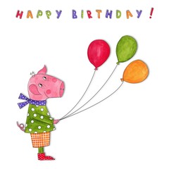 Wall Mural - Happy Birthday. Greeting card