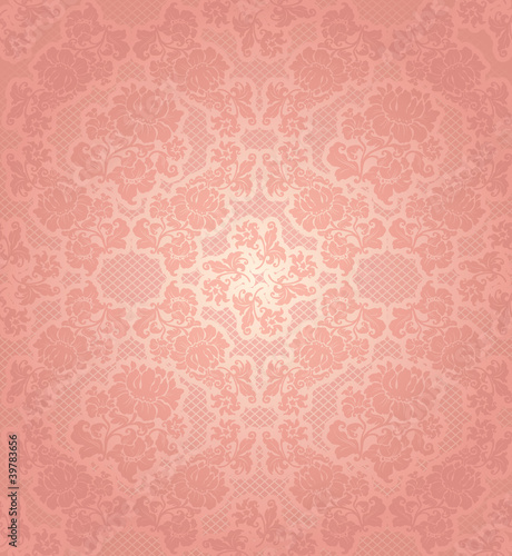 Plakat na zamówienie Lace background, ornamental pink flowers template