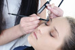 © mariangarai - Make-up artist woman fashion model apply eyeshadow with brush