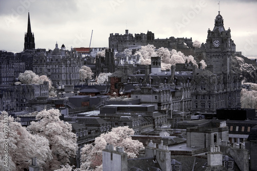 Board z aluminiowym obramowaniem Edinburgh vista z Calton Hill, w tym edynburski zamek, bal